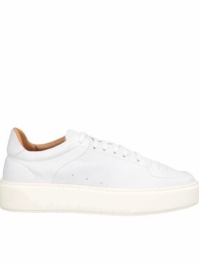a. testoni White Leather Low-Top Sneakers with Tan Interior